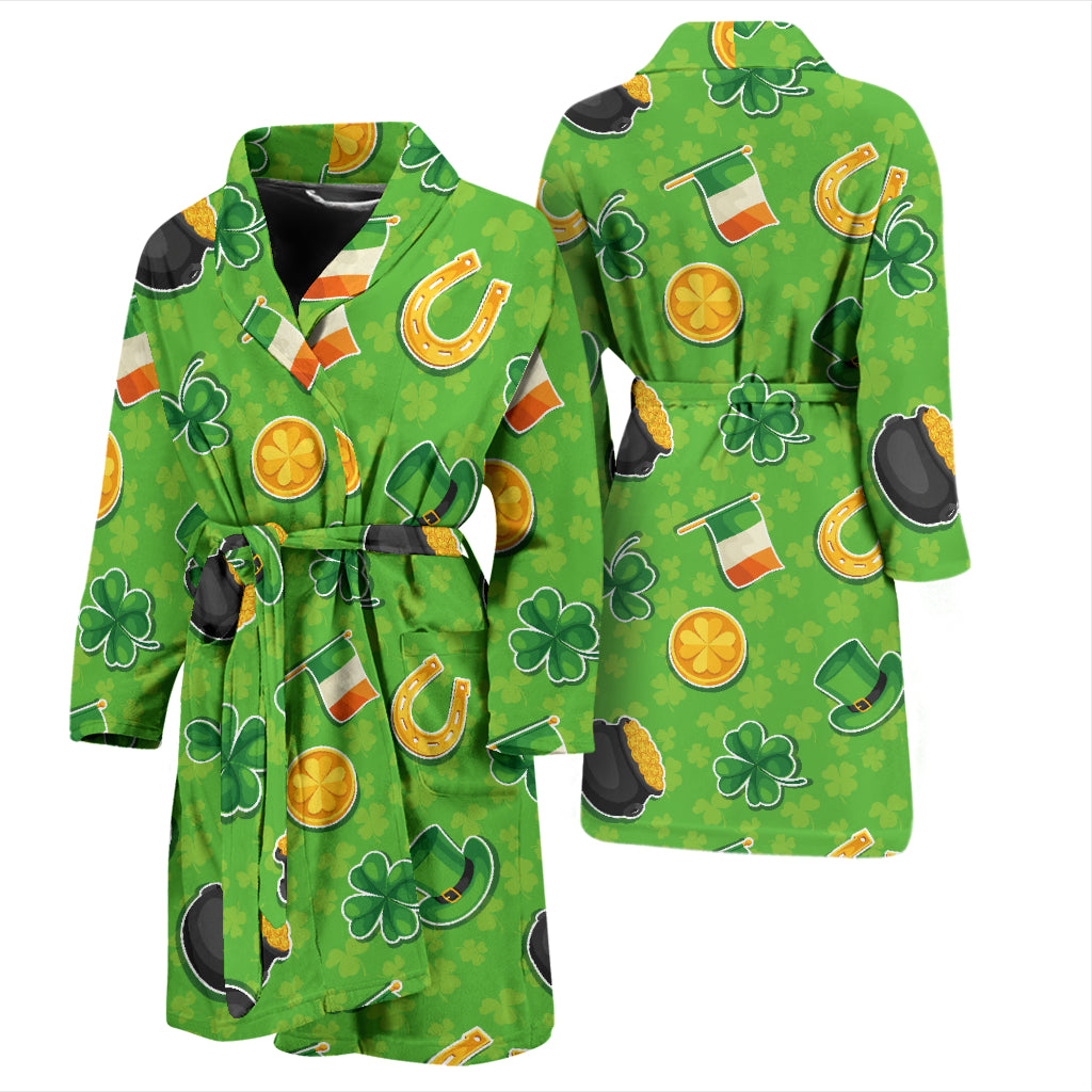 Shamrock Saint Patrick's Day Print Design LKS302 Men Bathrobe