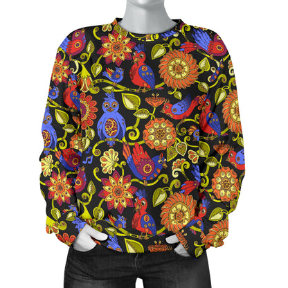 Steampunk Bird Design Themed Print Women Long Sleeve Sweatshirt