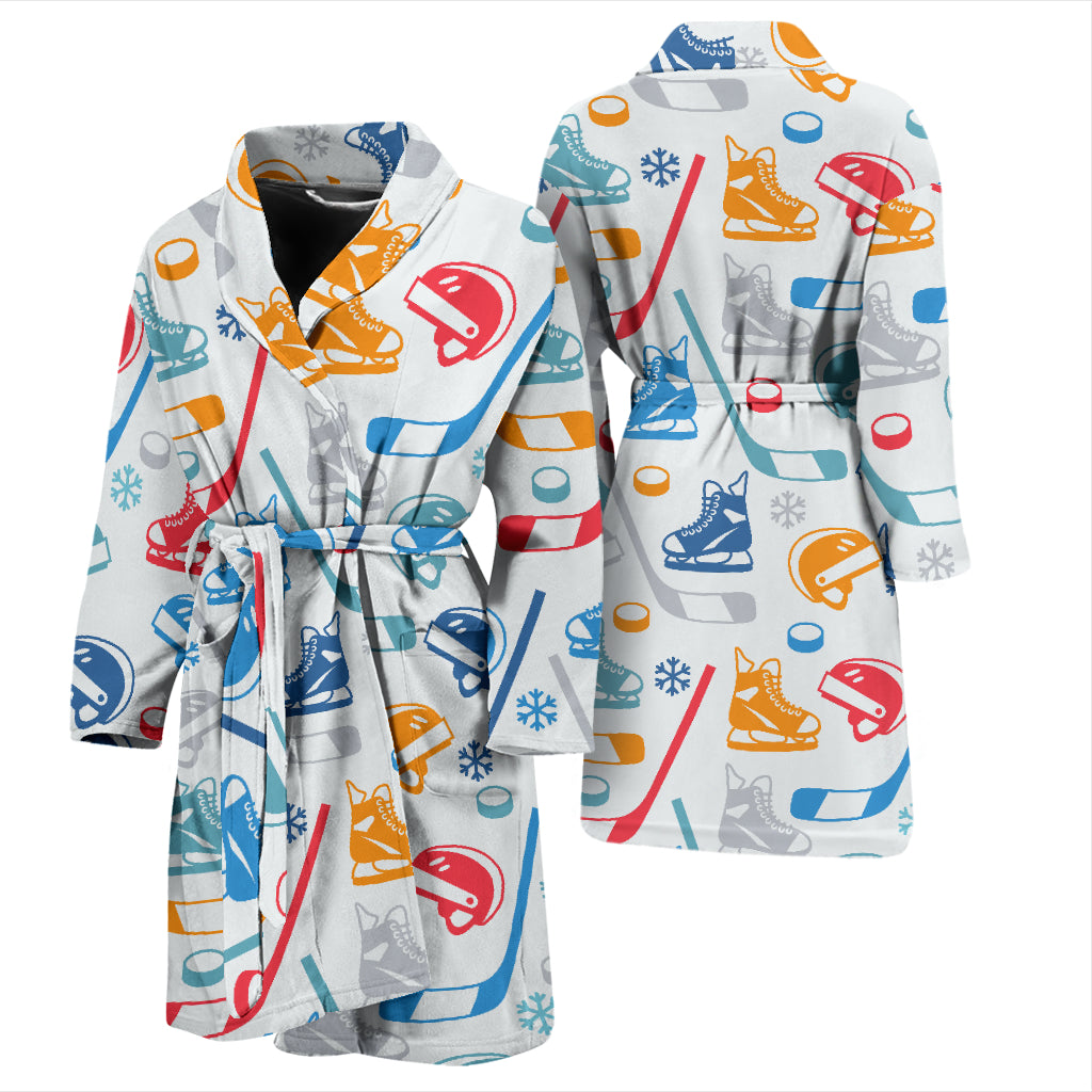 Hockey Equipment Print Design LKS301 Men Bathrobe
