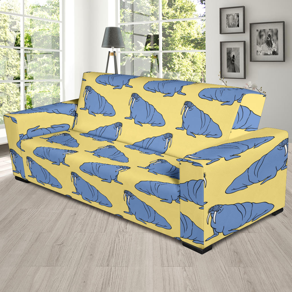 Walrus Pattern Print Design 02 Sofa Slipcover