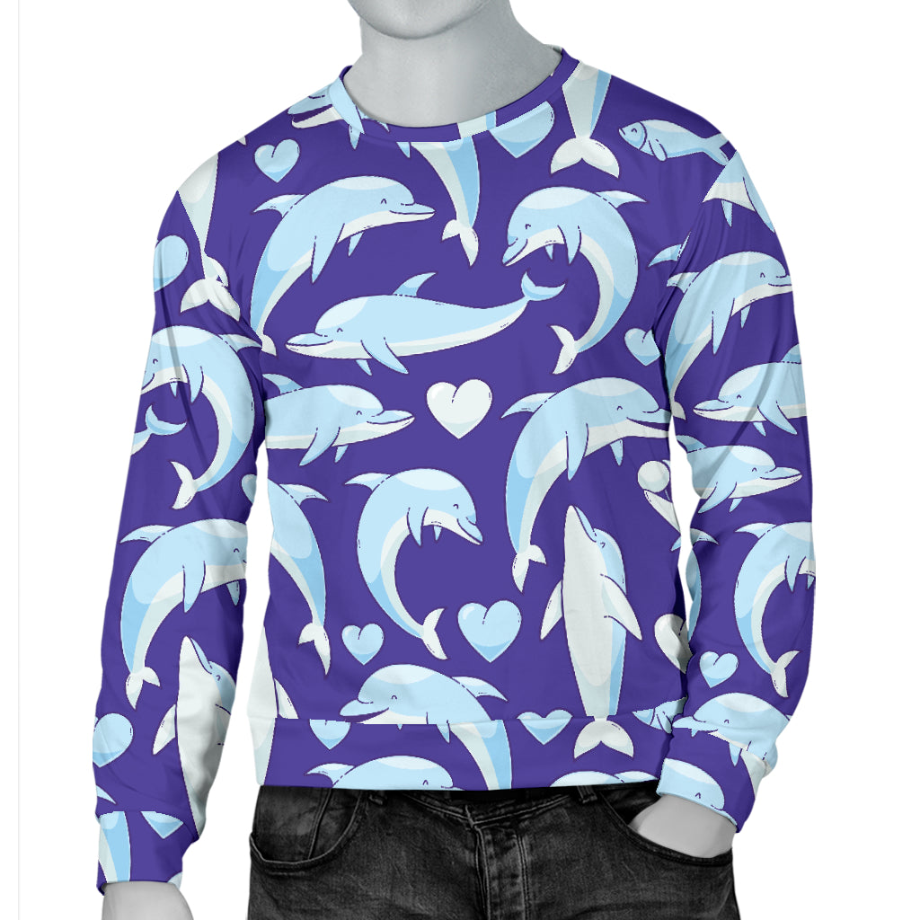 Dolphin Smile Print Pattern Men Long Sleeve Sweatshirt