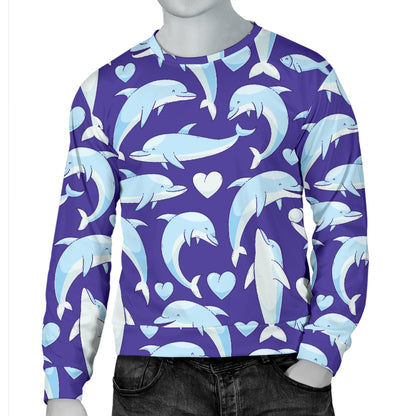 Dolphin Smile Print Pattern Men Long Sleeve Sweatshirt