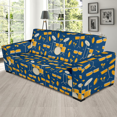 Drum Set Pattern Print Design 03 Sofa Slipcover