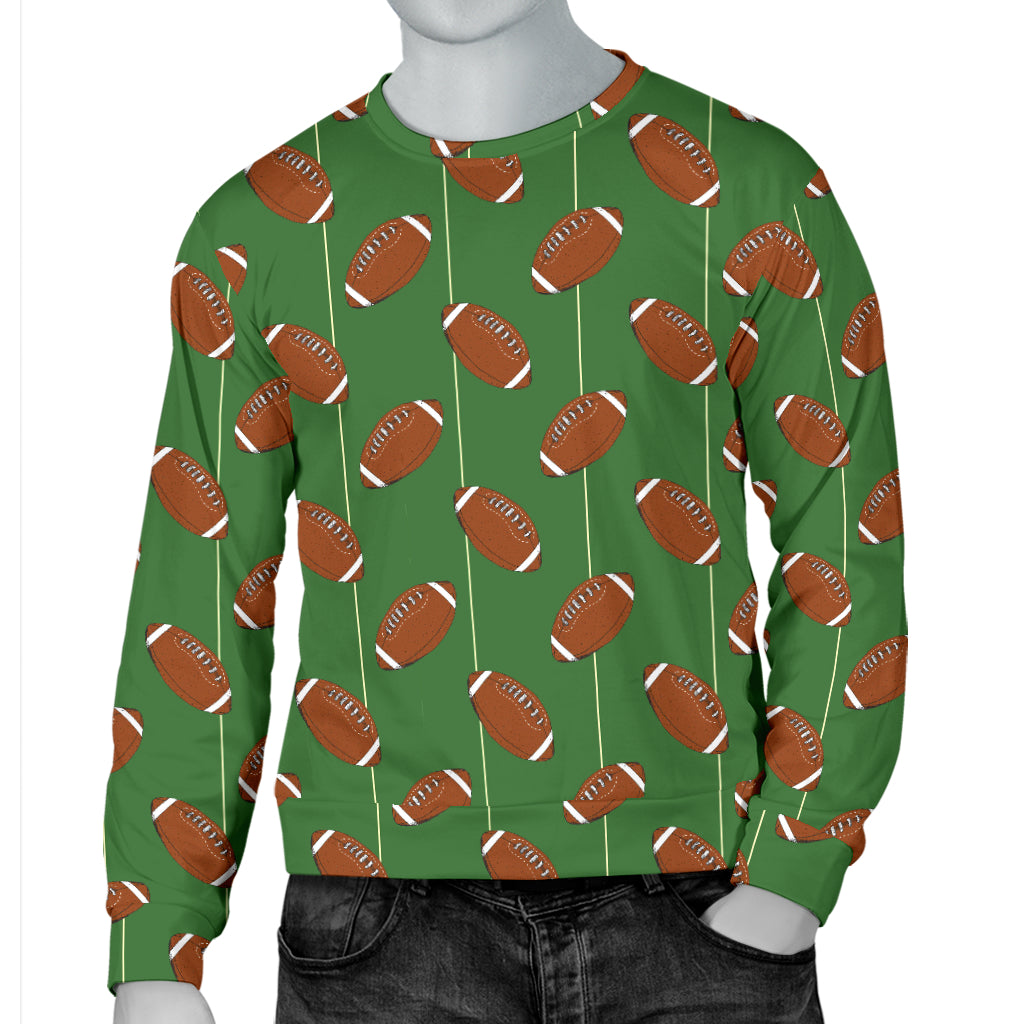 American Football on Field Themed Men Long Sleeve Sweatshirt