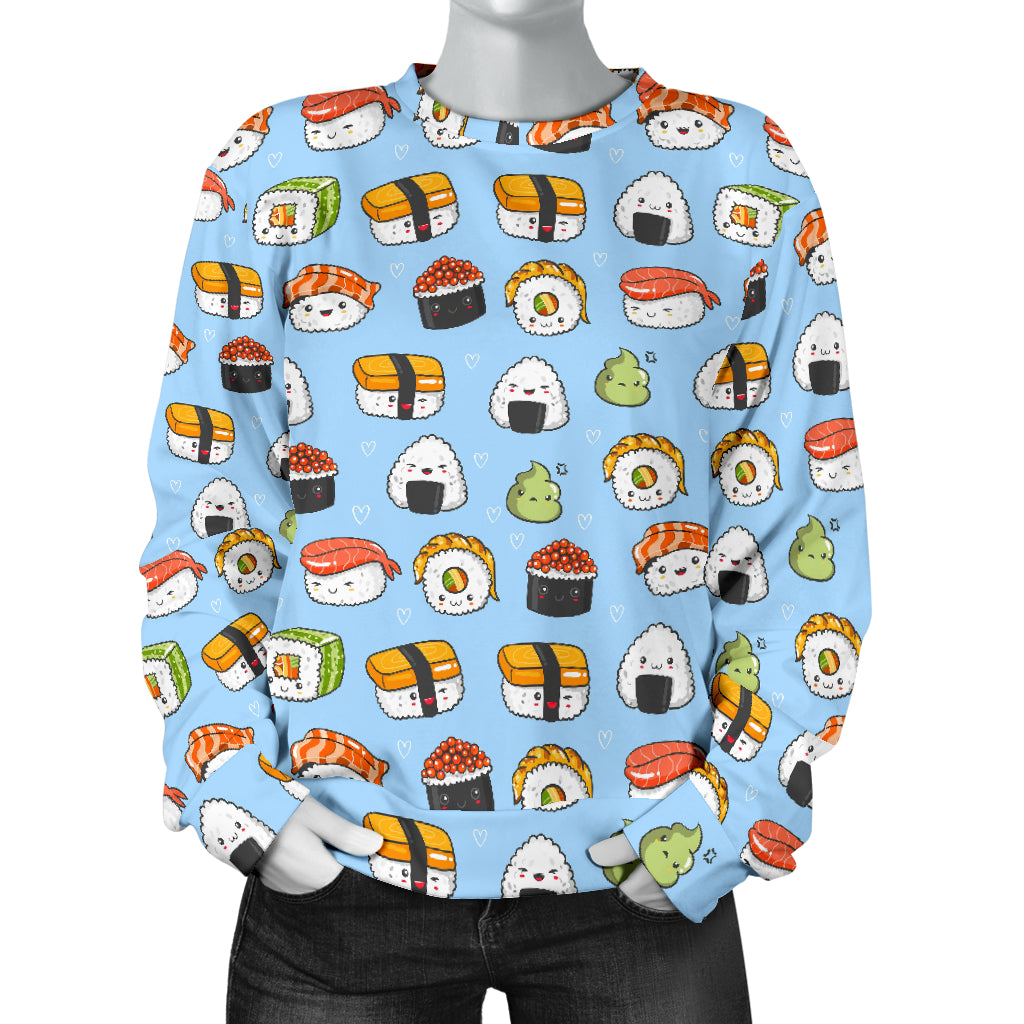 Sushi Cartoon Design Women Long Sleeve Sweatshirt
