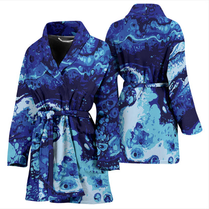 Ocean Liquid Pattern Print Design A03 Women Bathrobe