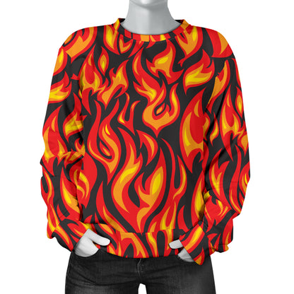 Flame Fire Print Pattern Women Long Sleeve Sweatshirt