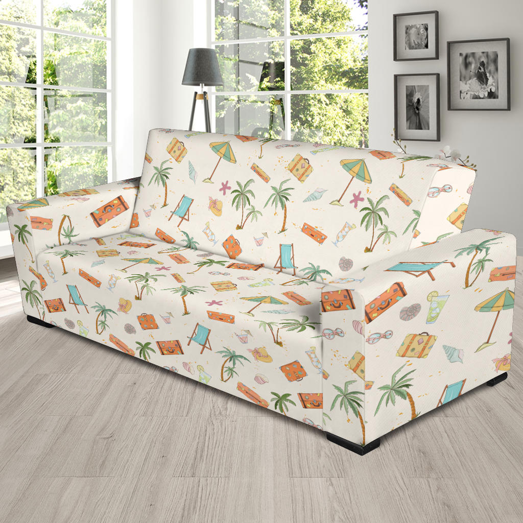 Beach Themed Pattern Print Design 05 Sofa Slipcover