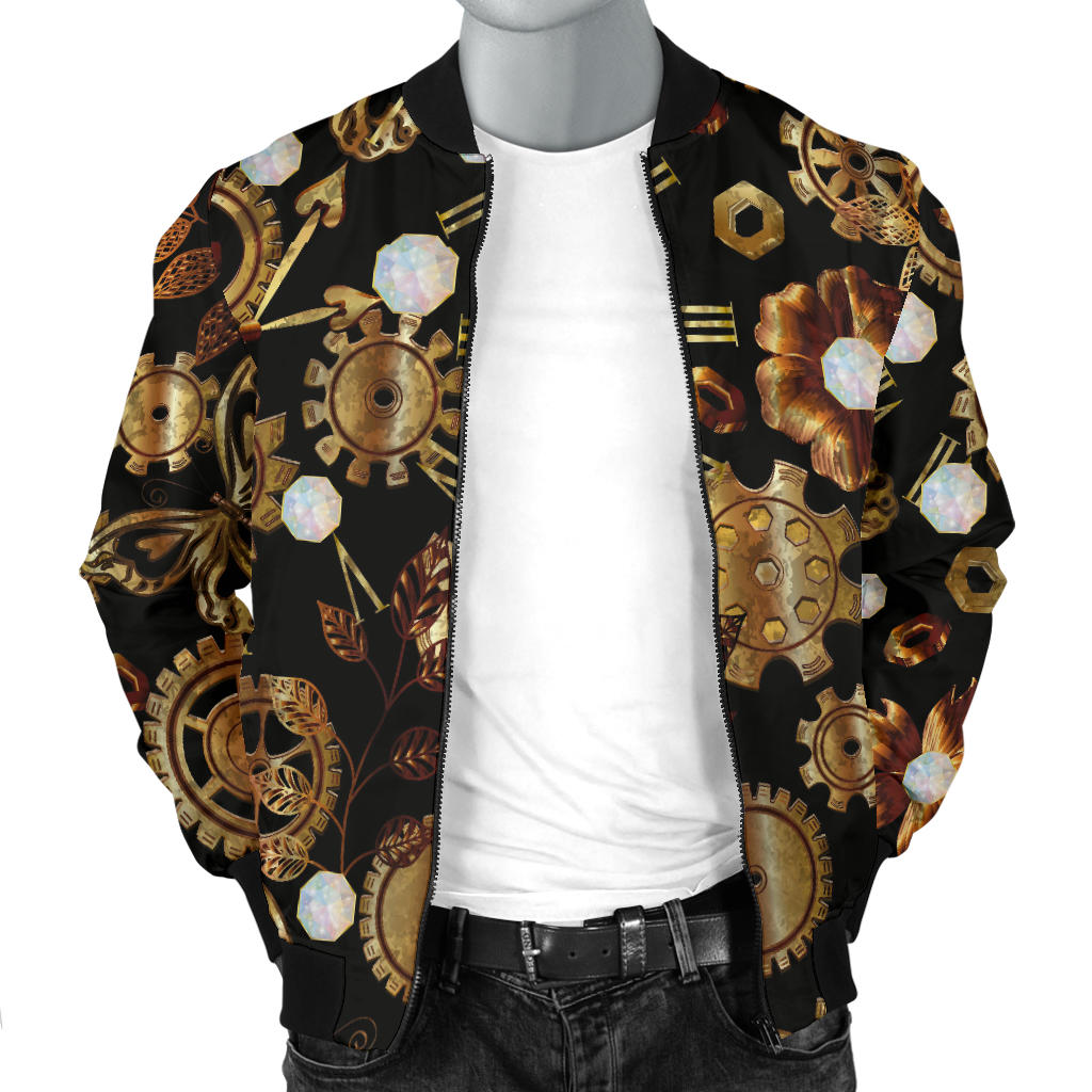 Steampunk Butterfly Design Themed Print Men Bomber Jacket