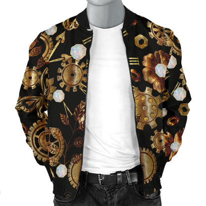 Steampunk Butterfly Design Themed Print Men Bomber Jacket