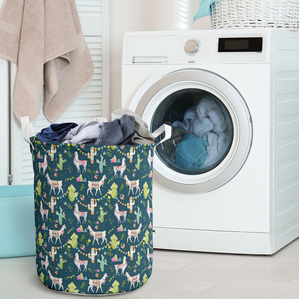 Llama with Cactus Design Print Laundry Basket