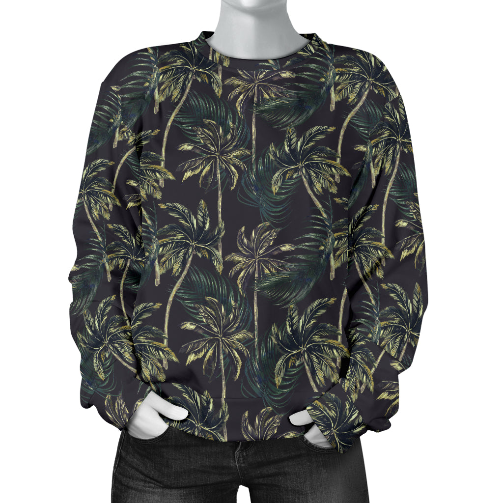 Palm Tree Background Design Print Women Long Sleeve Sweatshirt
