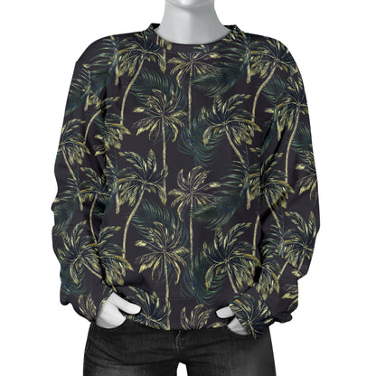 Palm Tree Background Design Print Women Long Sleeve Sweatshirt