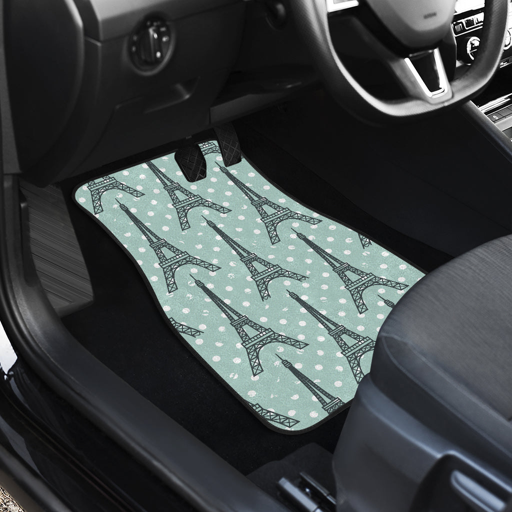 Eiffel Tower Polka Dot Print Car Floor Mats Front Back