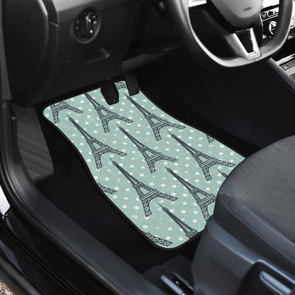 Eiffel Tower Polka Dot Print Car Floor Mats Front Back