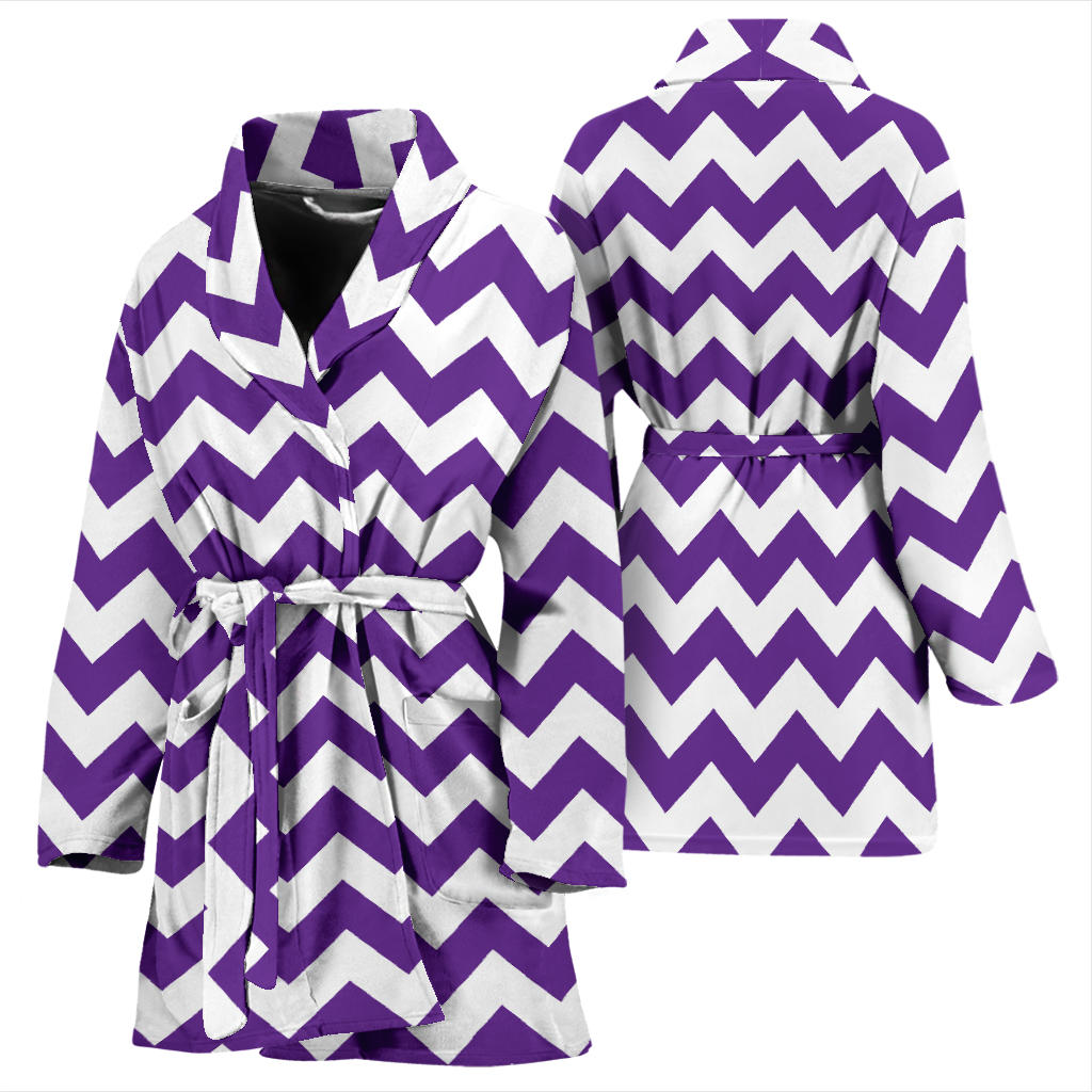 Chevron Purple Pattern Print Design 03 Women Bathrobe