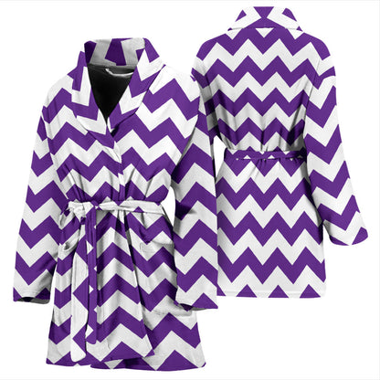 Chevron Purple Pattern Print Design 03 Women Bathrobe