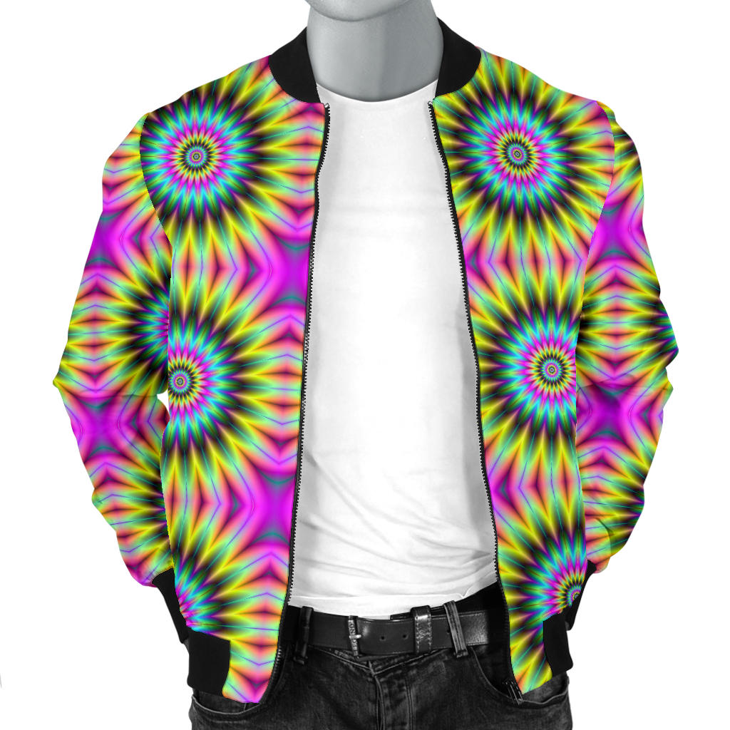 Optical illusion Flower Rainbow Style Men Bomber Jacket