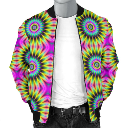 Optical illusion Flower Rainbow Style Men Bomber Jacket