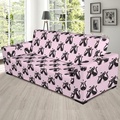 Black Cat Pattern Print Design 01 Sofa Slipcover