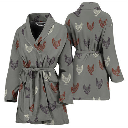 Chicken Pattern Print Design 01 Women Bathrobe