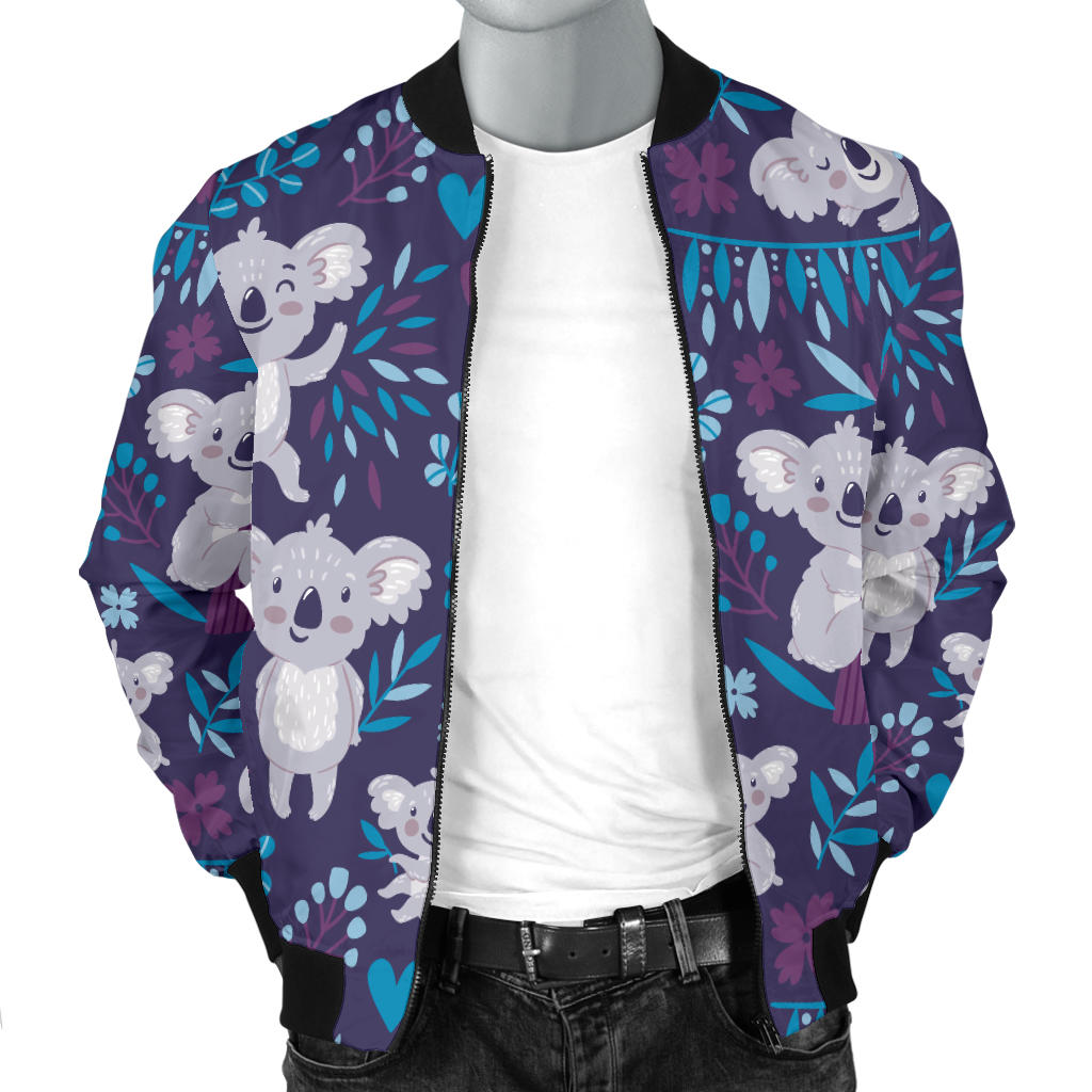 Koala Cute Themed Design Print Men Bomber Jacket