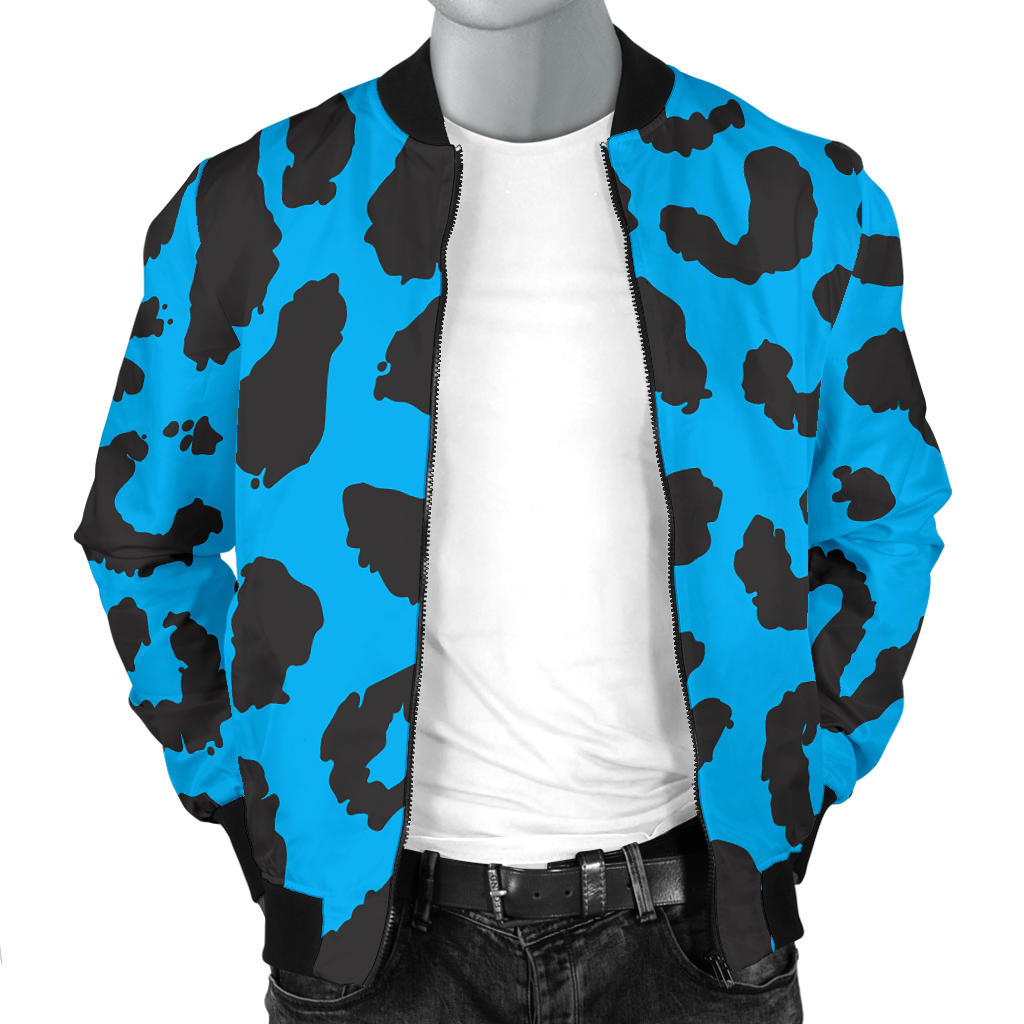 Cheetah Blue Print Pattern Men Bomber Jacket