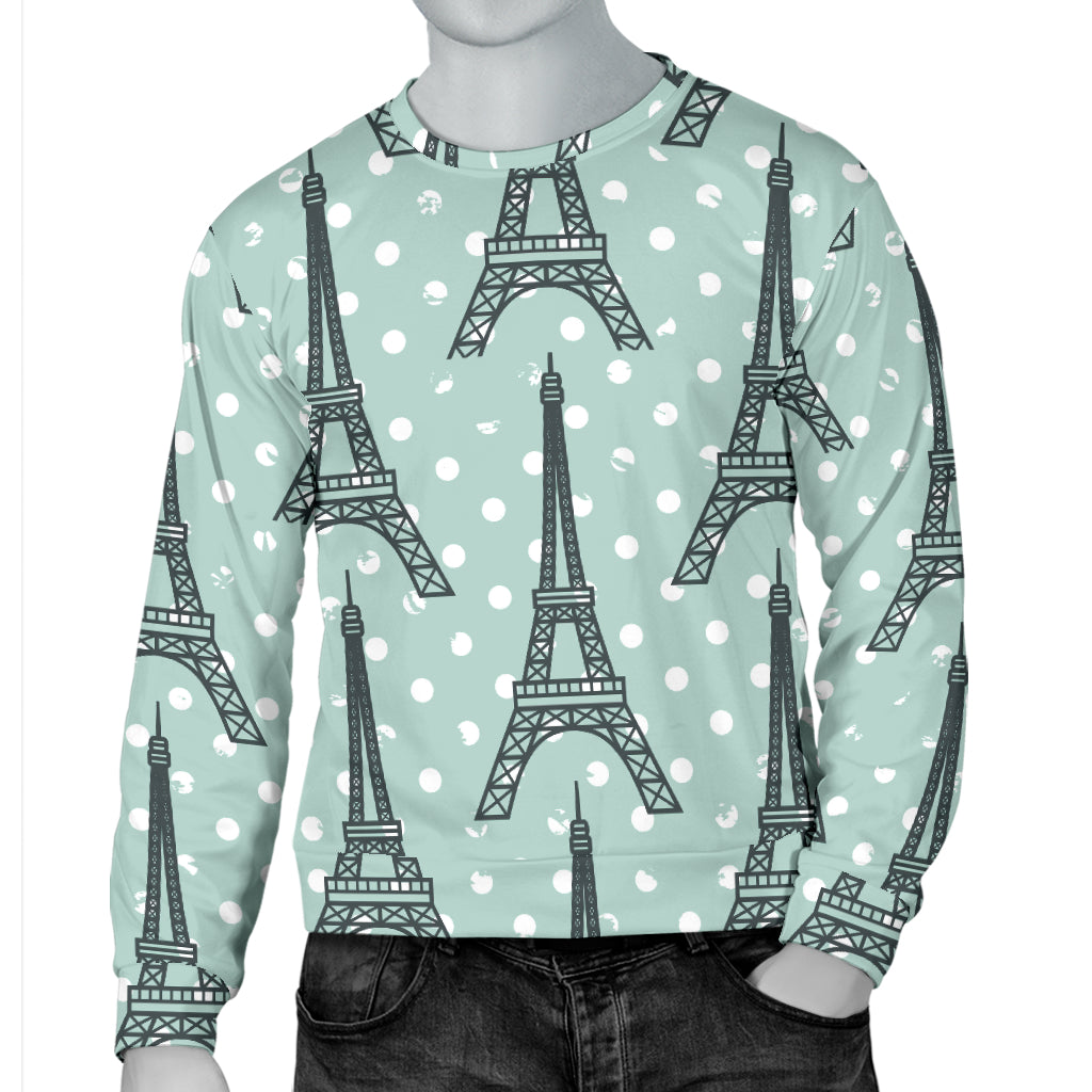 Eiffel Tower Polka Dot Print Men Long Sleeve Sweatshirt