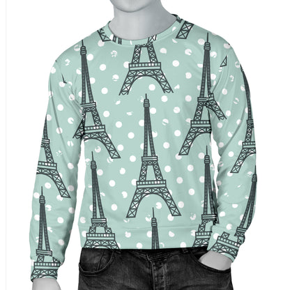 Eiffel Tower Polka Dot Print Men Long Sleeve Sweatshirt