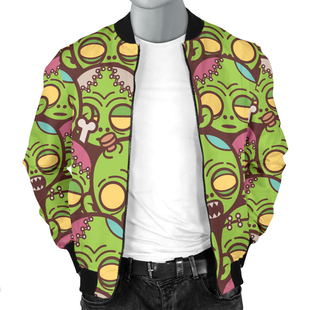 Zombie Head Design Pattern Print Men Bomber Jacket