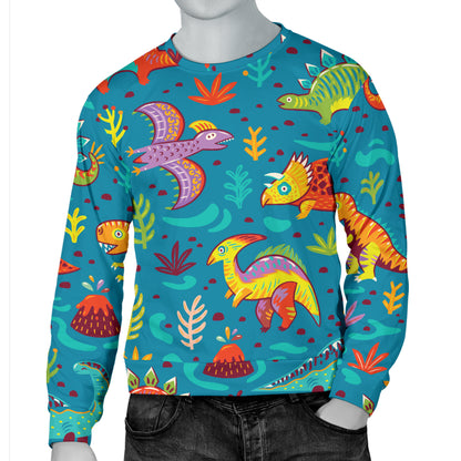 Dinosaur Cartoon Style Men Long Sleeve Sweatshirt