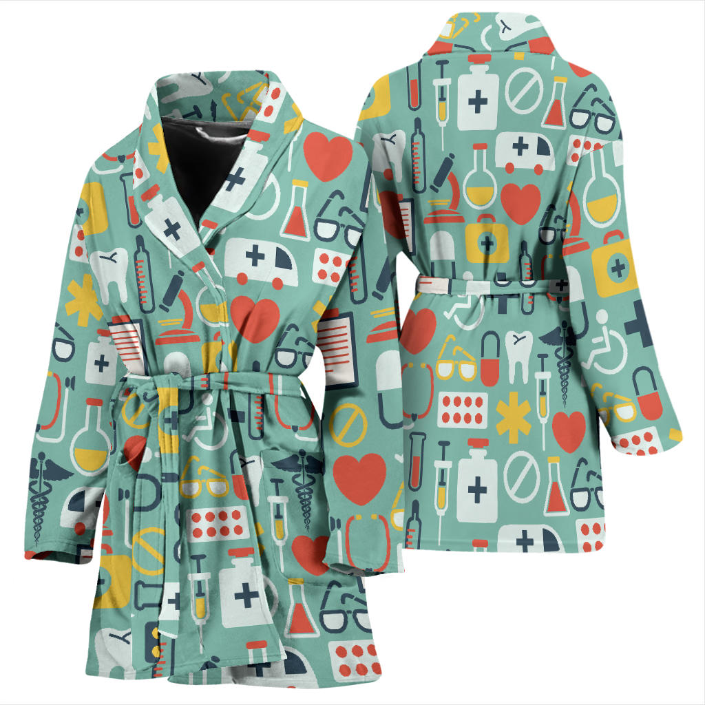Medical Pattern Print Design 02 Women Bathrobe
