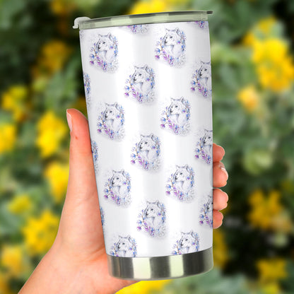 Wolf with Flower Print Design Tumbler