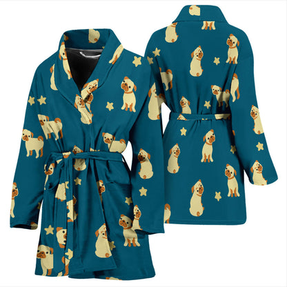Pug Pattern Print Design A06 Women Bathrobe