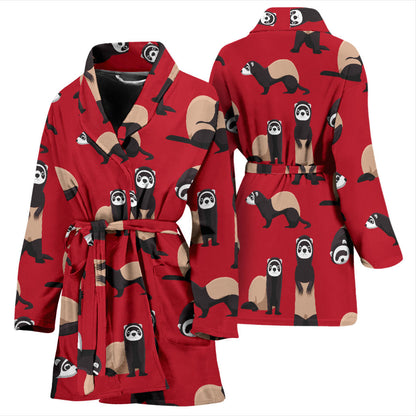 Ferret Pattern Print Design 02 Women Bathrobe