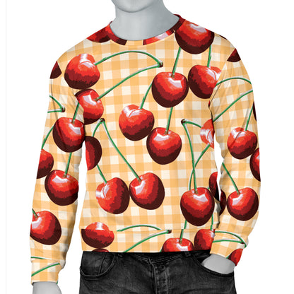 Cherry Orange Plaid Print Men Long Sleeve Sweatshirt