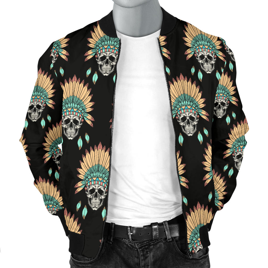 American indian Skull Pattern Men Bomber Jacket