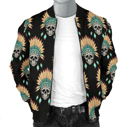 American indian Skull Pattern Men Bomber Jacket