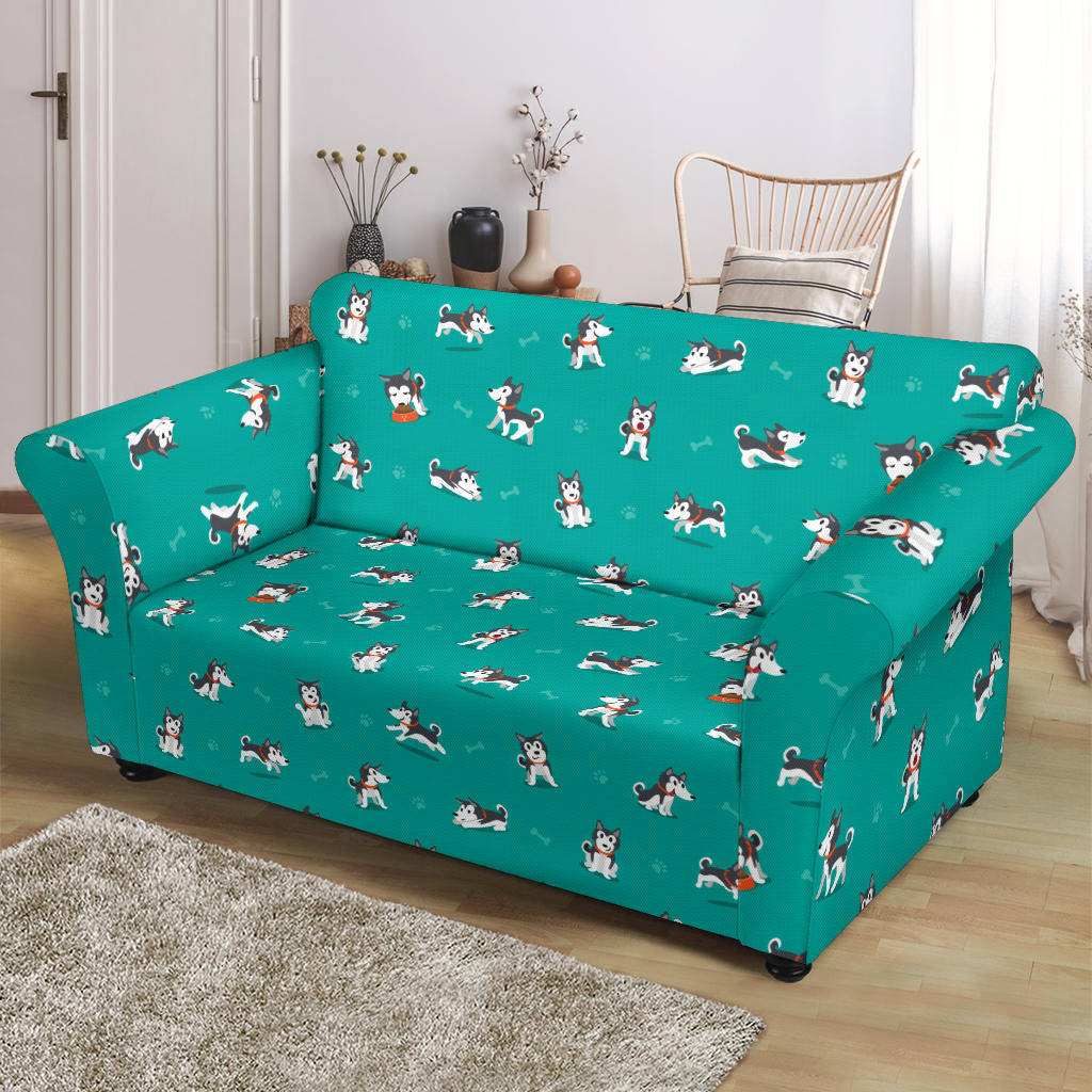 Siberian Huskies Print Design LKS303 Loveseat Couch Slipcover