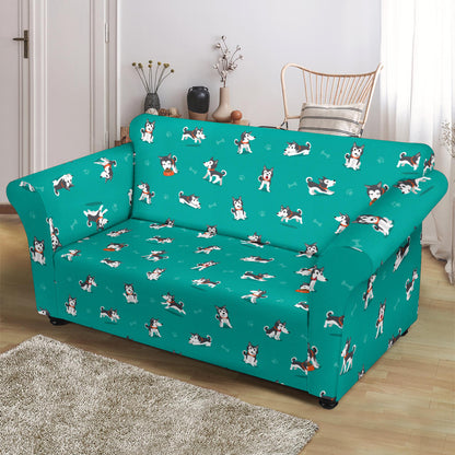 Siberian Huskies Print Design LKS303 Loveseat Couch Slipcover