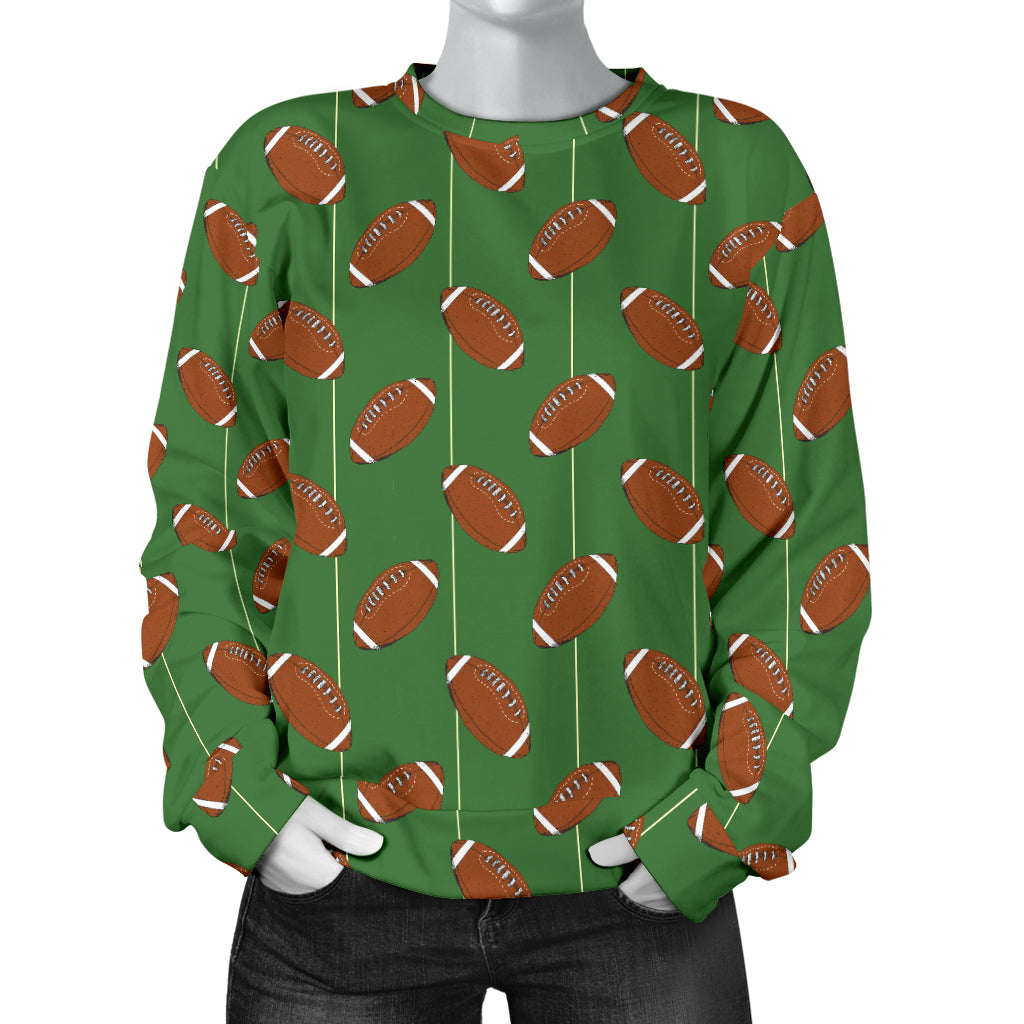 American Football on Field Themed Women Long Sleeve Sweatshirt