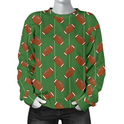 American Football on Field Themed Women Long Sleeve Sweatshirt