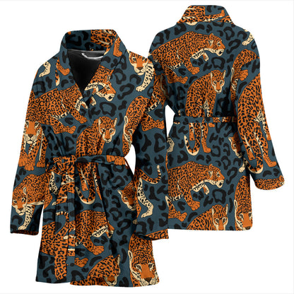 Jaguar Pattern Print Design 04 Women Bathrobe