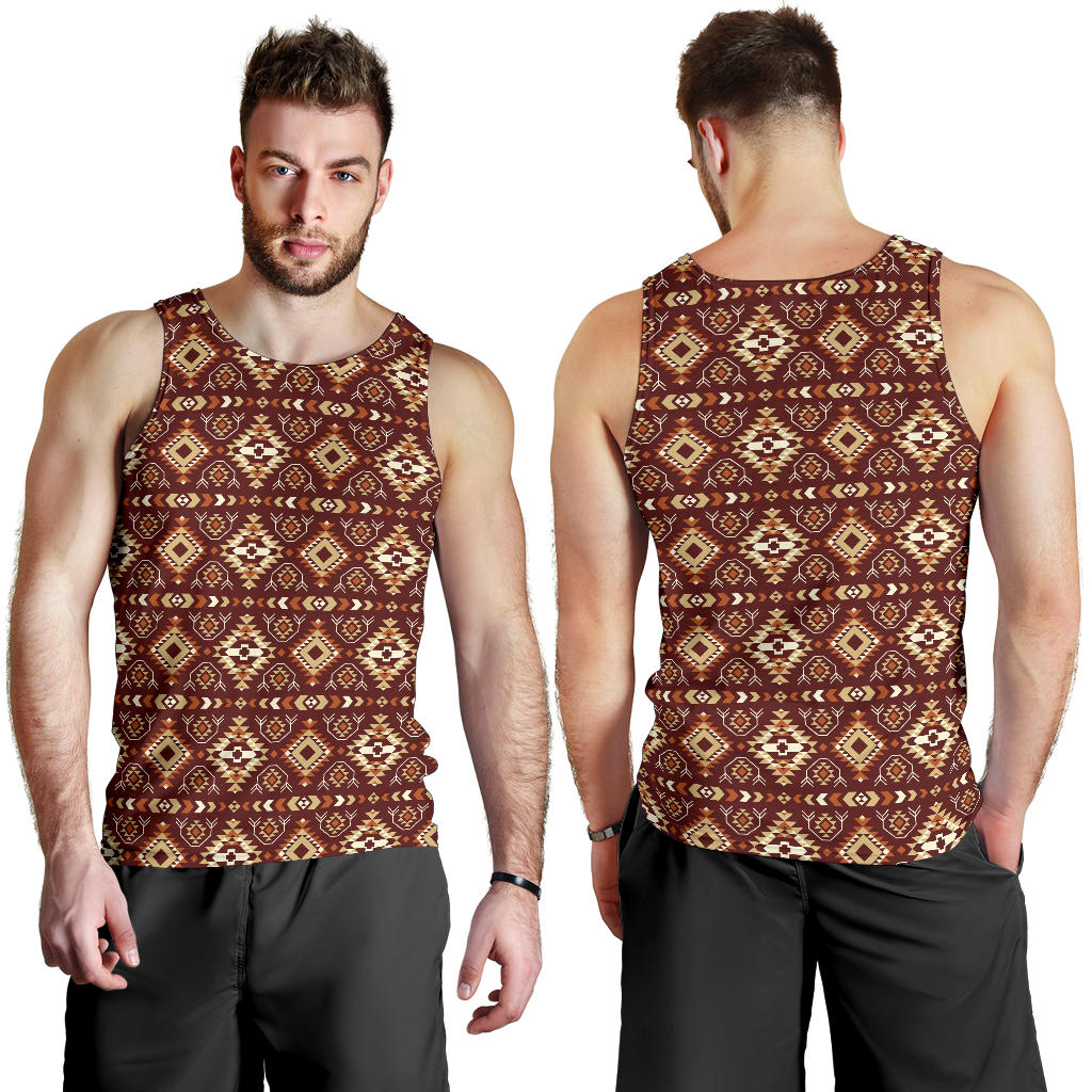 Navajo Native Color Print Pattern Men Tank Top