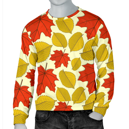 Elm Maple Leave Print Pattern Men Long Sleeve Sweatshirt