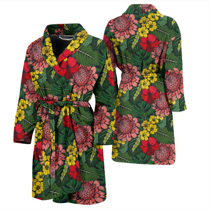 Summer Floral Print Design LKS305 Men Bathrobe
