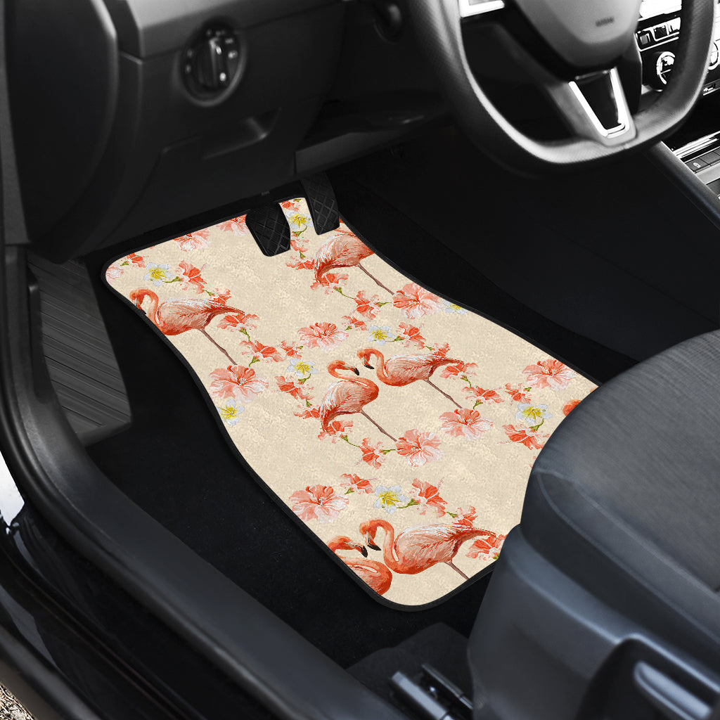 Flamingo Hibiscus Print Pattern Car Floor Mats Front Back