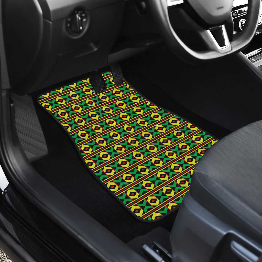 African Geometric Print Pattern Car Floor Mats Front Back