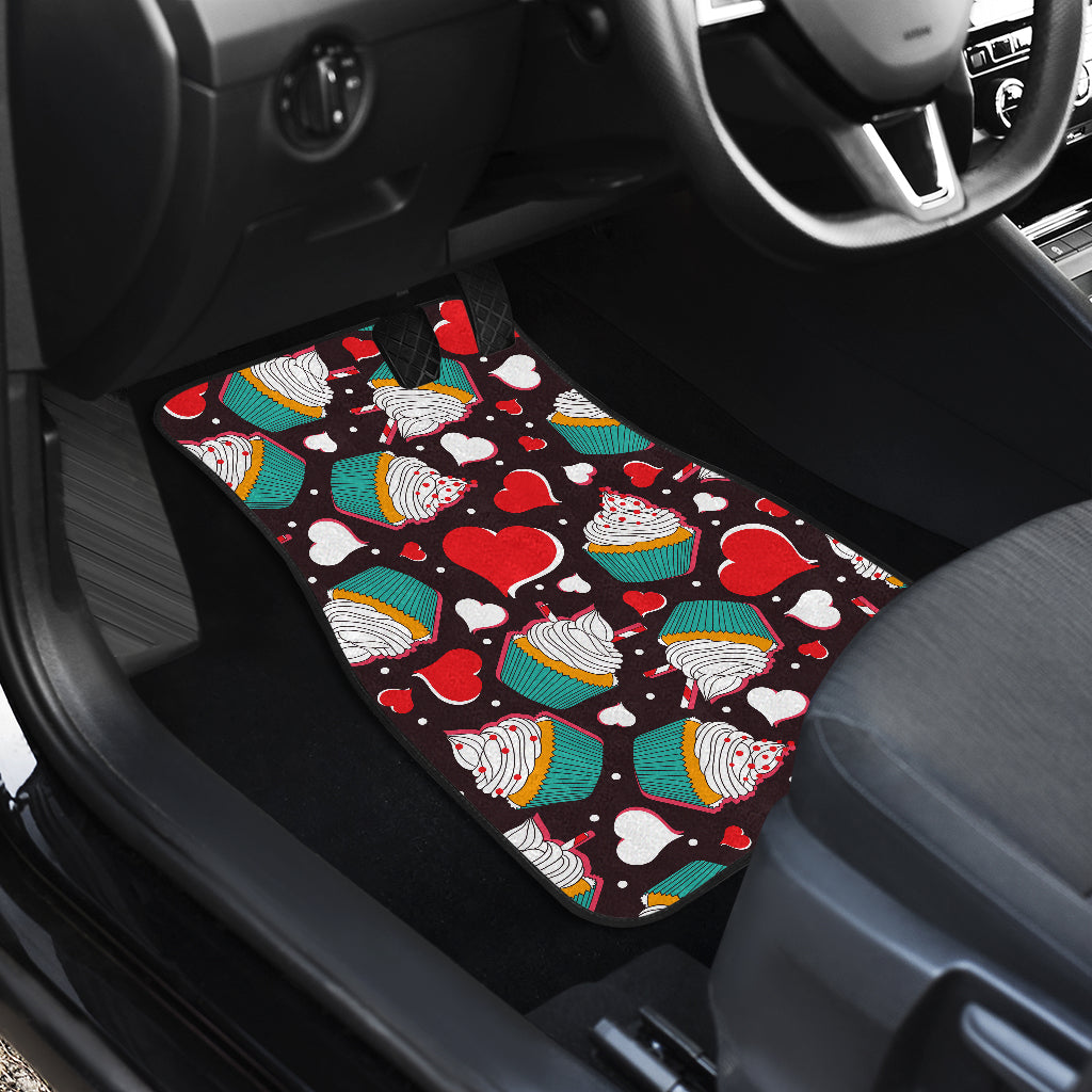 Cupcakes Heart Print Pattern Car Floor Mats Front Back