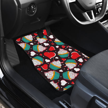 Cupcakes Heart Print Pattern Car Floor Mats Front Back